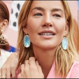 Kendra Scott Danielle Macrame Aqua and Gold Earrings